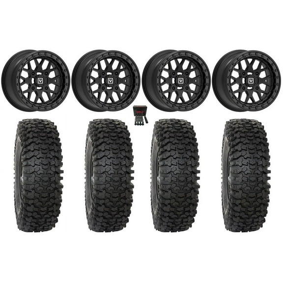 Valor V07 Beadlock 15" Wheels Black 37" RC500 Tires Can-Am Maverick X3 / Honda Pioneer 1000 / Talon