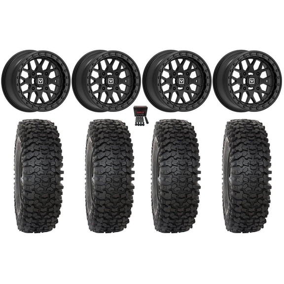 Valor V07 Beadlock 15" Wheels Black 37" RC500S Sticky Tires Sportsman RZR Ranger