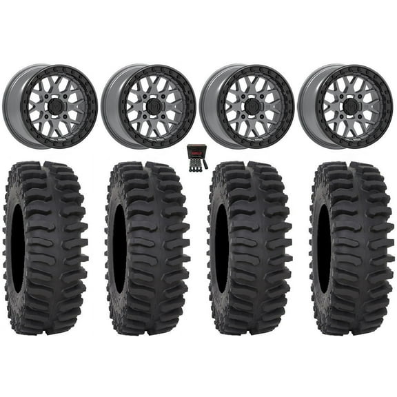 Valor V07 Beadlock 15" Wheels Graphite 30" XT400 Tires Sportsman RZR Ranger
