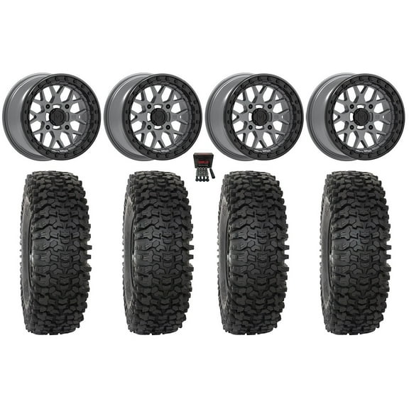 Valor V07 Beadlock 15" Wheels Graphite 32" RC500 Tires Kawasaki Teryx Mule