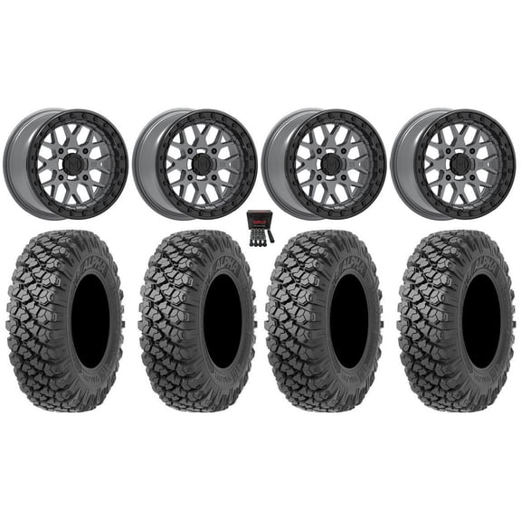 Valor V07 Beadlock 15" Wheels Graphite 35" Alpha Tires Can-Am Commander Maverick Renegade Outlander Defender
