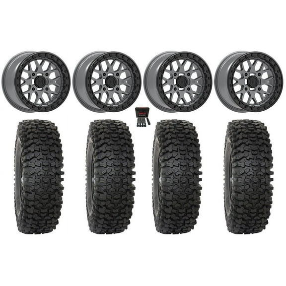 Valor V07 Beadlock 15" Wheels Graphite 35" RC500S Sticky Tires Can-Am Maverick X3 / Honda Pioneer 1000 / Talon
