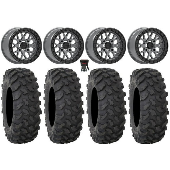 Valor V07 Beadlock 15" Wheels Graphite 37" XTR370 Tires Sportsman RZR Ranger