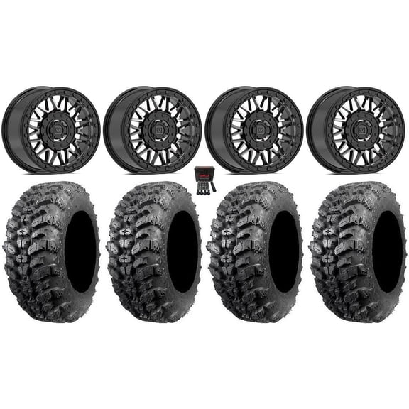 Valor V08 Beadlock 15" Wheels Dark Tint 30" Sniper 920 Tires Can-Am Commander Maverick Renegade Outlander Defender