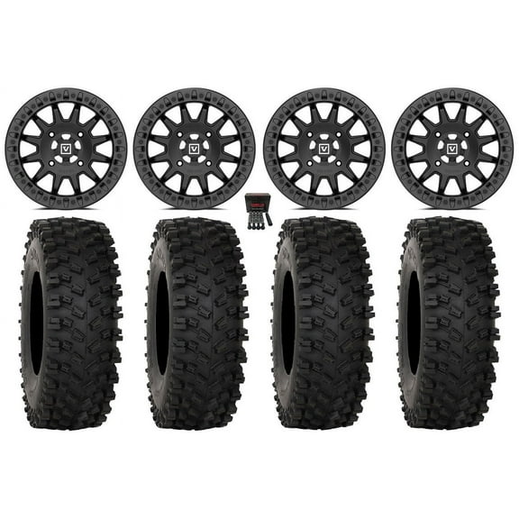 Valor V09 Beadlock 15" Wheels Black 32" ATX470 Tires Kawasaki Mule Pro FXT
