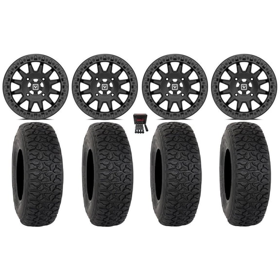 Valor V09 Beadlock 15" Wheels Black 32" DX440 Tires Sportsman RZR Ranger