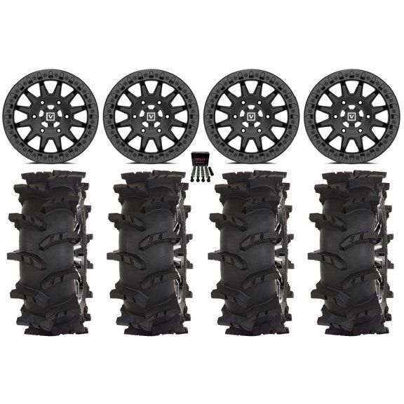 Valor V09 Beadlock 15" Wheels Black 33" Outlaw Max Tires Can-Am Maverick R