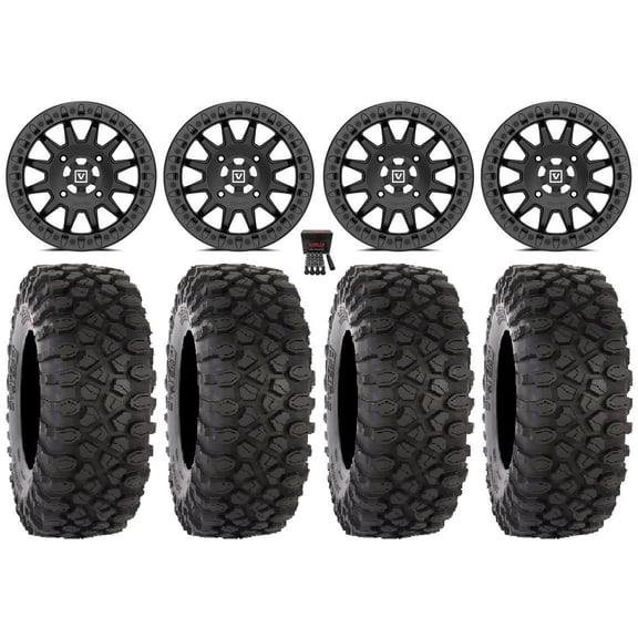 Valor V09 Beadlock 15" Wheels Black 33" XC450 Tires Can-Am Commander Maverick Renegade Outlander Defender