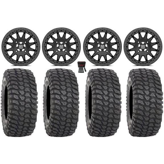 Valor V09 Beadlock 15" Wheels Black 33" XCR350 Tires Can-Am Commander Maverick Renegade Outlander Defender
