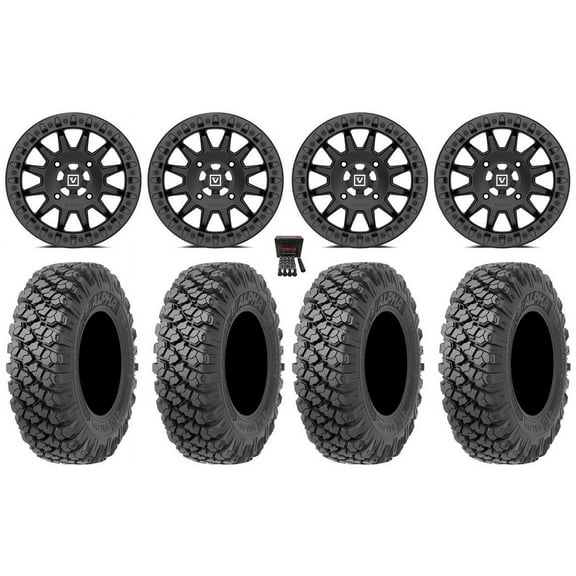 Valor V09 Beadlock 15" Wheels Black 35" Alpha Tires Sportsman RZR Ranger