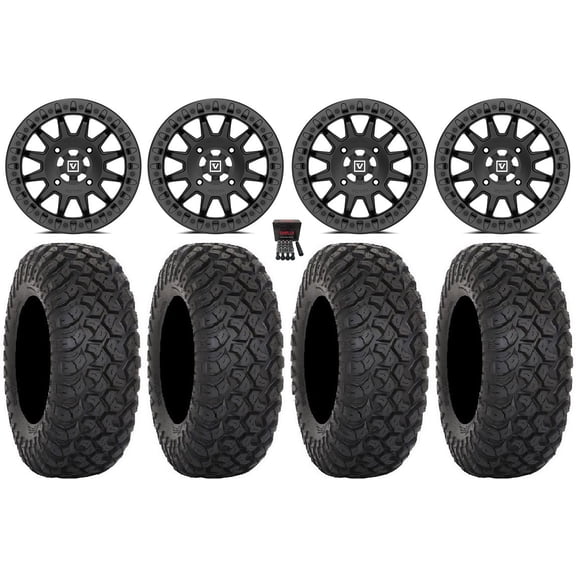Valor V09 Beadlock 15" Wheels Black 35" RT320 Tires Can-Am Commander Maverick Renegade Outlander Defender