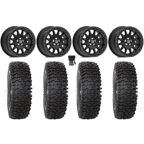 Valor V09 Beadlock 15" Wheels Black 37" RC500S Sticky Tires Can-Am Commander Maverick Renegade Outlander Defender