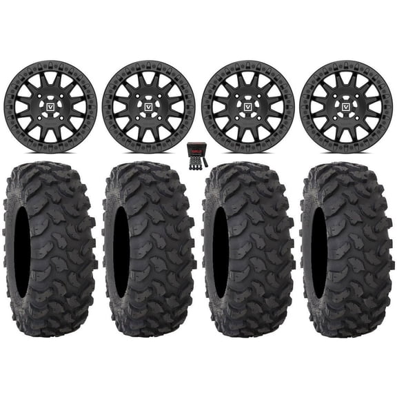 Valor V09 Beadlock 15" Wheels Black 37" XTR370 Tires Can-Am Commander Maverick Renegade Outlander Defender