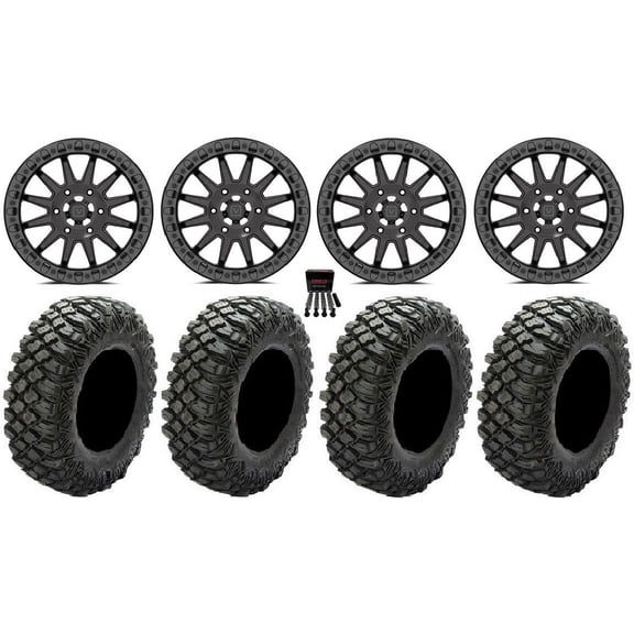 Valor V09 Beadlock 15" Wheels Charcoal 32" Crawler XG Tires Can-Am Maverick R