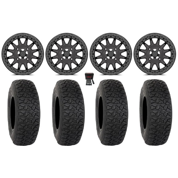 Valor V09 Beadlock 15" Wheels Charcoal 32" DX440 Tires Sportsman RZR Ranger