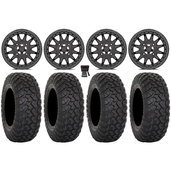 Valor V09 Beadlock 15" Wheels Charcoal 33" RT320 Tires Can-Am Commander Maverick Renegade Outlander Defender