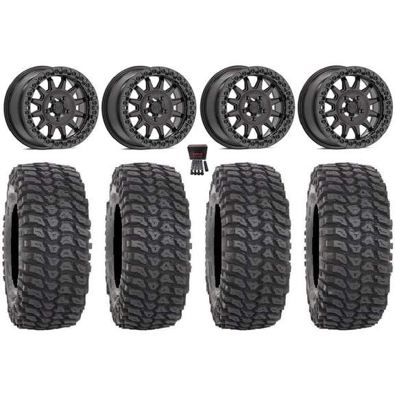 Valor V09 Beadlock 15" Wheels Charcoal 33" XCR350 Tires Polaris RZR Turbo R & Pro R Ranger 1500 Xpedition