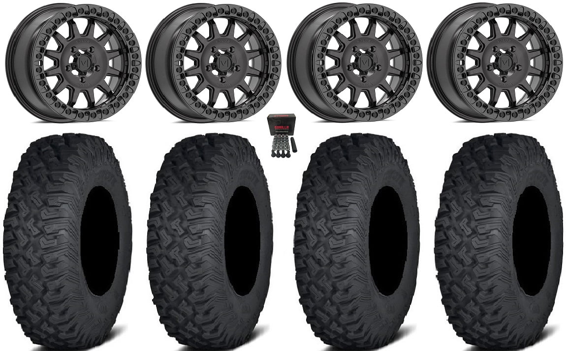 Valor V09 Beadlock 15" Wheels Charcoal 35" Coyote Tires Polaris RZR