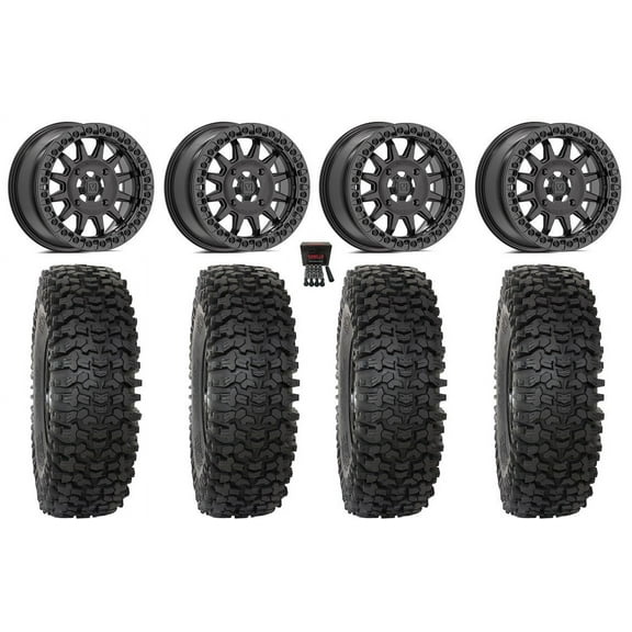 Valor V09 Beadlock 15" Wheels Charcoal 37" RC500 Tires Sportsman RZR Ranger