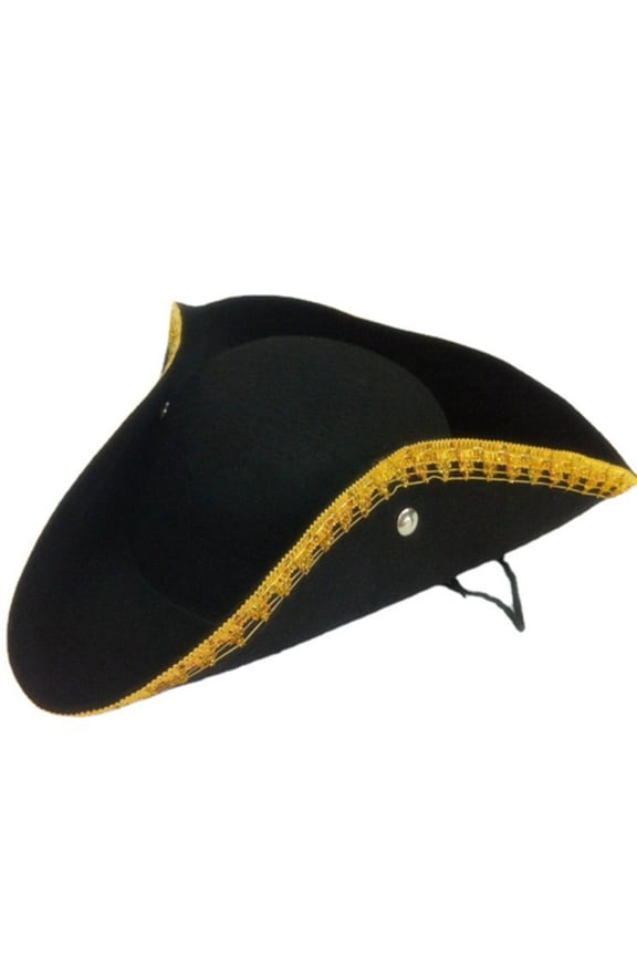 Adult Adjustable Tricorn Beret Hat For Halloween Party Accessories Black