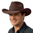 thumbnail image 1 of Valora Adult Western Cowboy Hat Fedora For Stylish Outdoor Daily Leisure Use With Classic Design And Shirt Matching Brown, 1 of 4