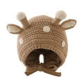 thumbnail image 1 of Valora Baby Winter Hat Soft Warm Knitted Cute Ears for Boys Girls Kids Toddler Outdoor Headwear Brown, 1 of 3