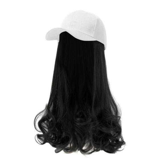 Valora Baseball Cap With Synthetic Hair Extensions Long Pear Roll Curly Hairpiece Adjustable Wig Hat Attached For Women Red Red