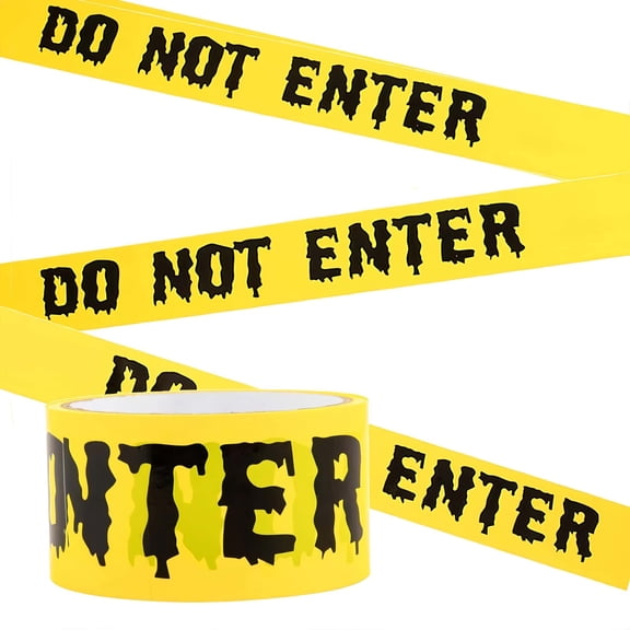 Valora Bella 1.9inch x 82Feet Halloween Decorations Caution Tape Roll - Do Not Enter Halloween Catuion Tape - Yellow Warning Tape for Halloween Party Indoor Outdoor Porch Yard Door Wall Decor