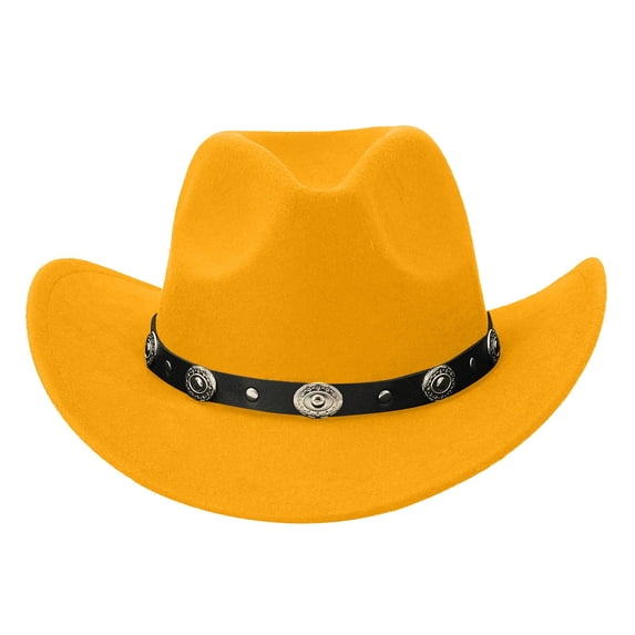 Valora Blend Wide Brim Cowboy Hat For Everyday Wear And Classic Western Fedora With Stylish Appeal Yellow