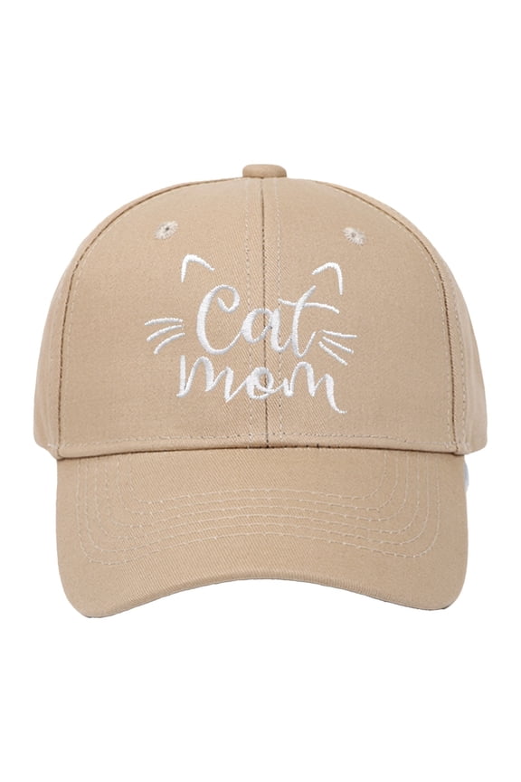 CAT MOM Embroidered Baseball Cap For Men And Women Summer Sun Hat Adjustable Hard Top Cat Lover Cap Base Cap Brown Brown
