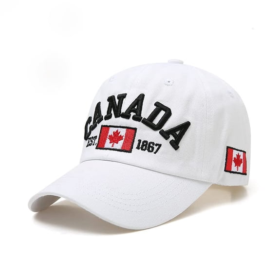 Valora Canada Baseball Cap Embroidered Maple Leaf Flag Adjustable Hat for Canada Day Celebrations Patriotic Outdoor Wear White White