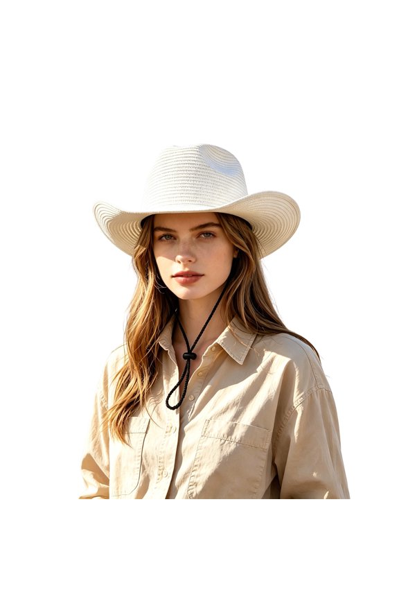 Classic Cowboy Hat Western Style Outdoor Sun Wide Brim Ranch Riding Accessory White