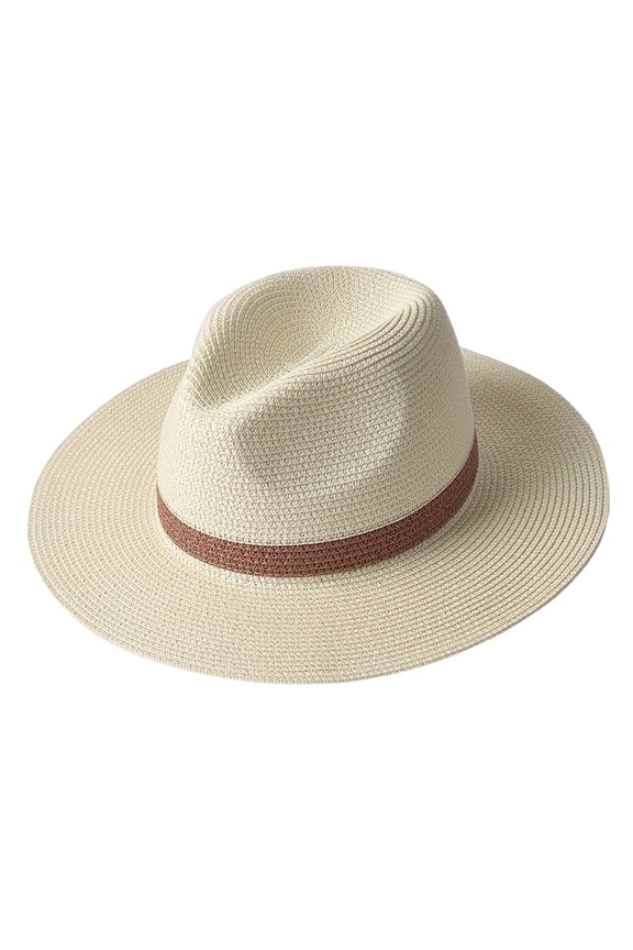 Classic Panama Hat With Wide Brim For Summer Beach Outdoor Travel Sun Hat Boater White White