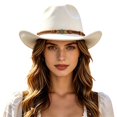 thumbnail image 1 of Valora Classic Western Cowboy Hat For Fedora Style Daily Wear White, 1 of 4