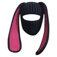 thumbnail image 1 of Valora Cozy Rabbit Ear Hat Winter Knitted Neck Warmer For Women Men Pink, 1 of 5