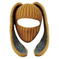 thumbnail image 1 of Valora Cozy Rabbit Ear Hat Winter Knitted Neck Warmer For Women Men Yellow, 1 of 5