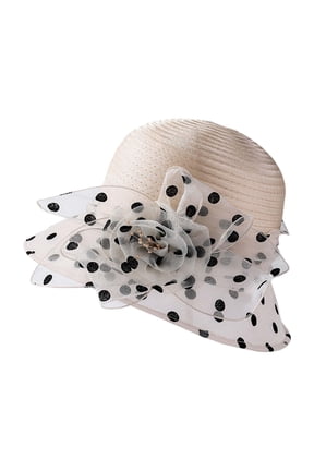 Elegant Sheer Polka Flower Bucket Hat For Spring Summer Outdoor Breathable Sun Cap Beige Beige