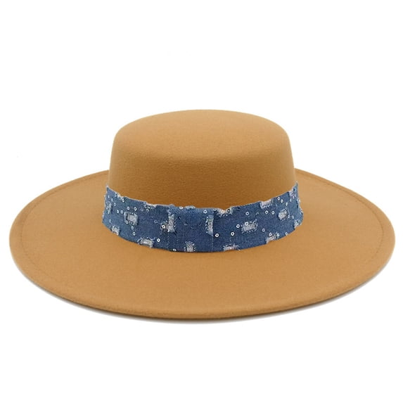 Valora Elegant Wide Brim Fedora Hat Soft Blend French Style Jazz Cap Ribbon Band For Women Outdoor Casual Beach Summer Sun Brown Brown