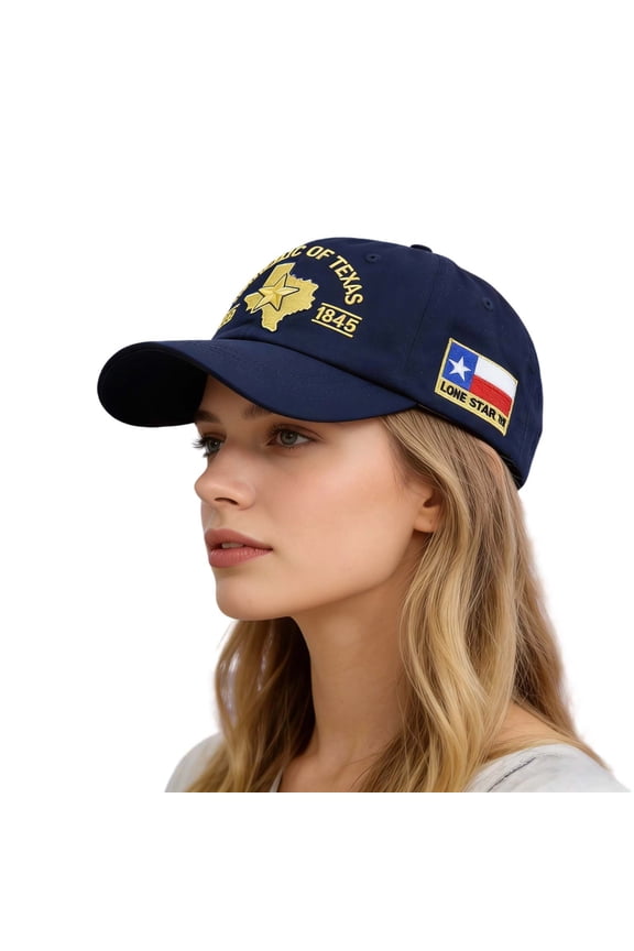 Embroidered 3D Stitching Anniversary Commemorative Baseball Cap Sun Visor Hat For Outdoor Casual Independence Day Blue