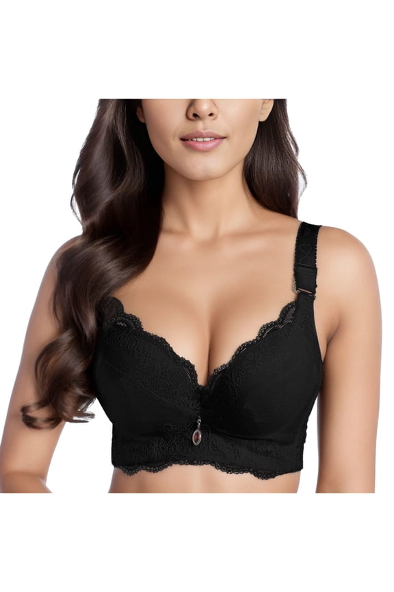 Enhanced Padded Push Up Lace Bra For Everyday Comfort And Support Black 40