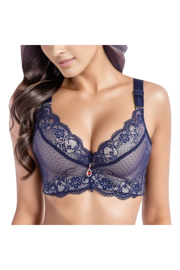 Enhanced Padded Push Up Lace Bra For Everyday Comfort And Support Purple 36