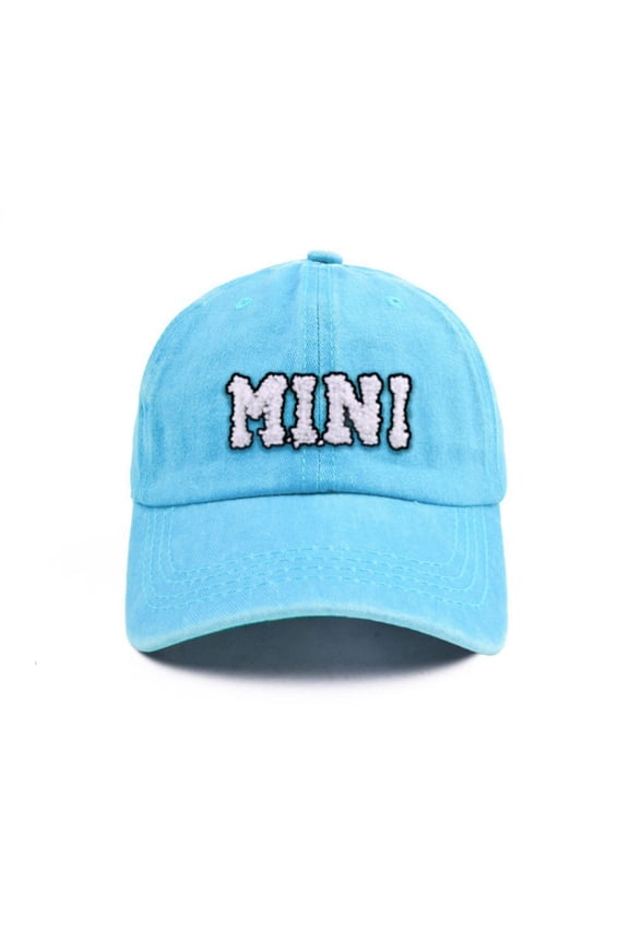 Fashionable English Letter Embroidered Solid Baseball Cap Outdoor Sunshade Tongue Hat for Kids Blue