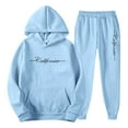 thumbnail image 1 of Valora Fashionable Two Piece Hoodie Tracksuit for Daily Casual Wear Relaxed Streetwear Set with Hooded Sweatshirt and Jogger Pants for Autumn Winter Sky Blue M, 1 of 4