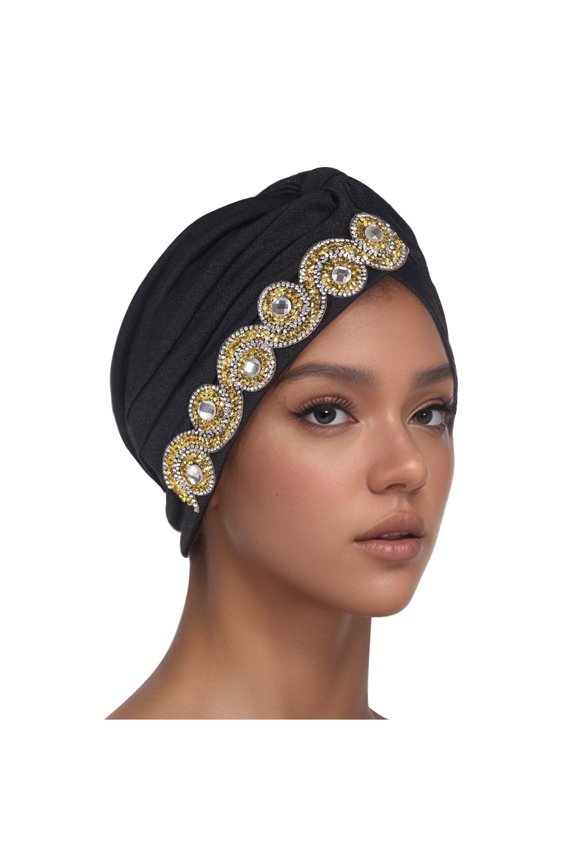 Hat with Earflap Design for Women Versatile Turban Wrap Scarf Shawl for Chemo Cancer Care and Hair Loss Support Black
