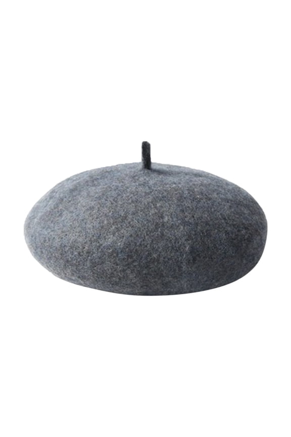 Kids Autumn Winter Solid Warm Beret Pumpkin Hat Woolen Caps Gray