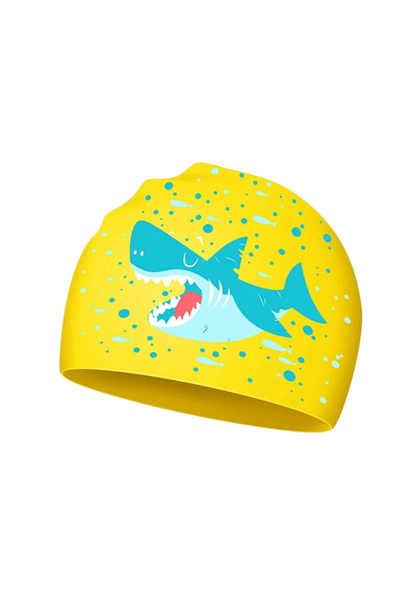 Kids Silicone Swimming Caps Cartoon Children Ear Protecting Hat for Beach Pool River Summer Outdoor Use Yellow