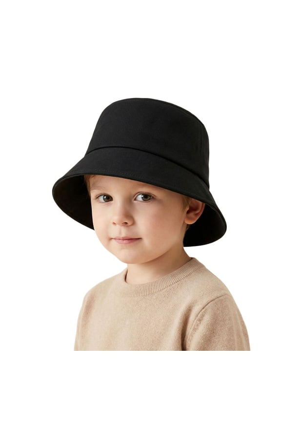 Kids Sun Hat UPF 50+ Wide Brim Beach Cap For Boys Girls Outdoor Summer Activities Black