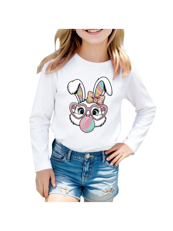 Little Kid Girls Long Sleeve Casual Tennis Tee for Toddlers Kids with Soft Ribbed Neck Comfortable Playwear Top for Spring Summer White 9-10 Years