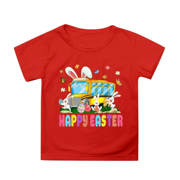 Valora Little Kid Kids Summer Tops Easter Round Neck Petal Sleeve Casual Solid Color T-Shirts for Girls Lightweight Everyday Tee for and School Red 4-5 Years