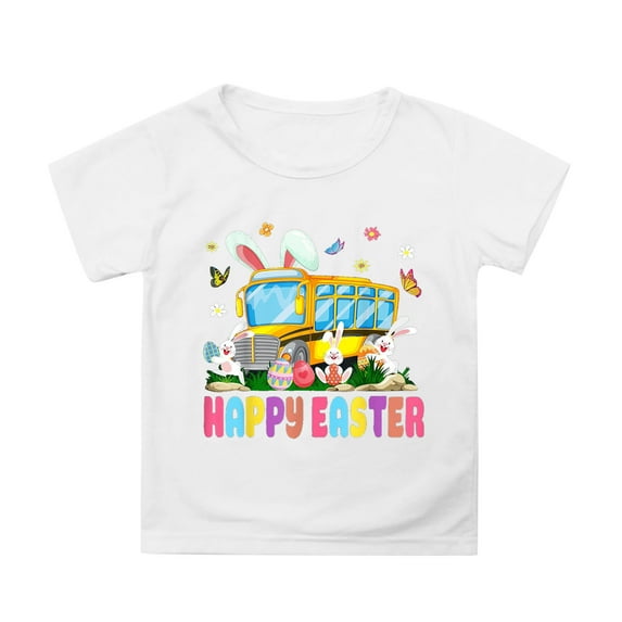 Valora Little Kid Kids Summer Tops Easter Round Neck Petal Sleeve Casual Solid Color T-Shirts for Girls Lightweight Everyday Tee for and School White 6-7 Years